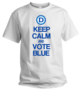 KEEP CALM AND VOTE BLUE T-SHIRT (White)