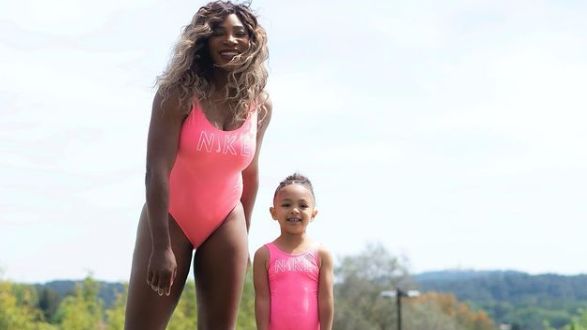 Serena Williams models matching swimsuits with Olympia and ‘Qai Qai’