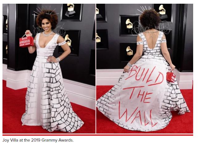 Joy Villa dresses as Trump’s border wall at 2019 Grammys