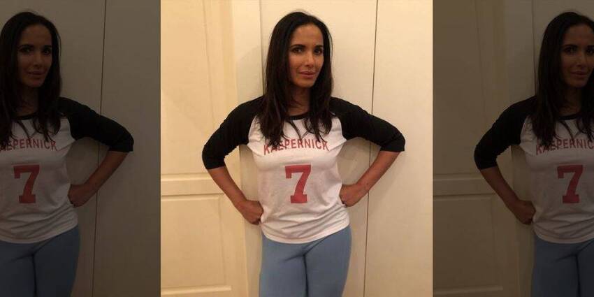 Padma Lakshmi sparks controversy with Colin Kaepernick shirt on Super Bowl Sunday