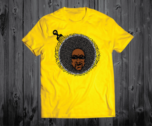 Black Cotton "AfroMan" Tee Yellow