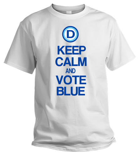 KEEP CALM AND VOTE BLUE T-SHIRT (White)