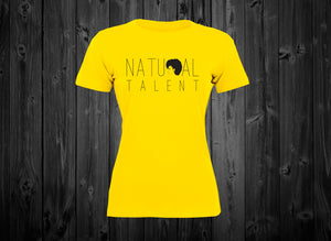 Black Cotton "Natural  Talent" Women's (Sunshine Yellow) Tee